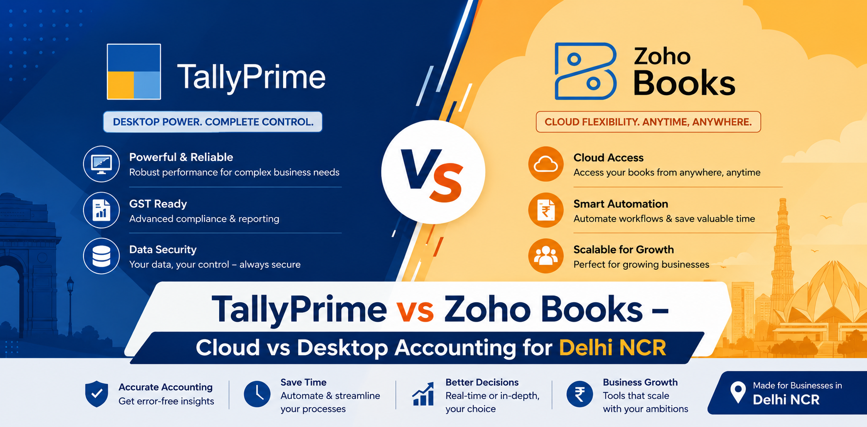 TallyPrime vs Zoho Books – Cloud vs Desktop Accounting for Delhi NCR