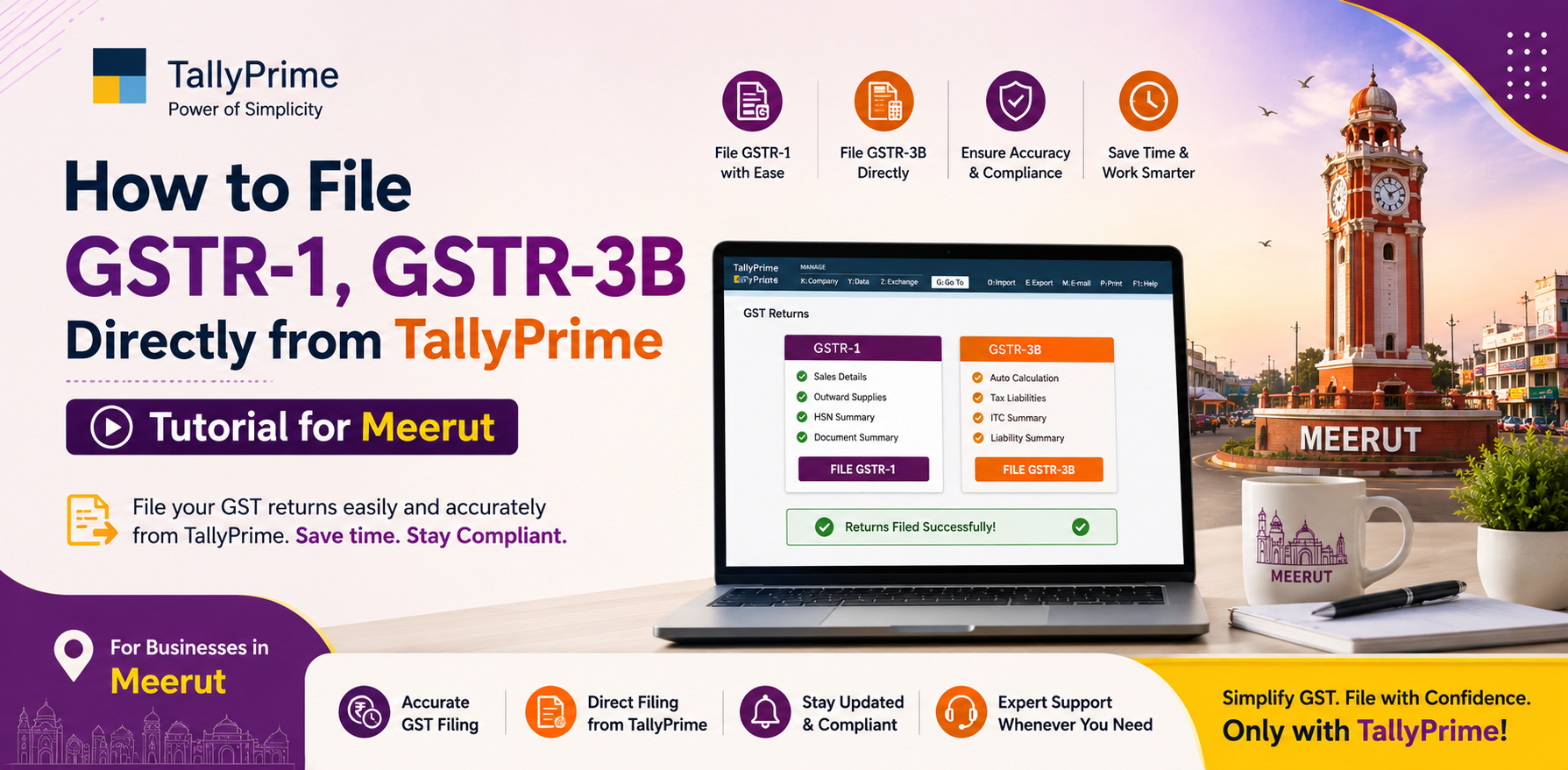 How to File GSTR-1, GSTR-3B Directly from TallyPrime – Tutorial for Meerut